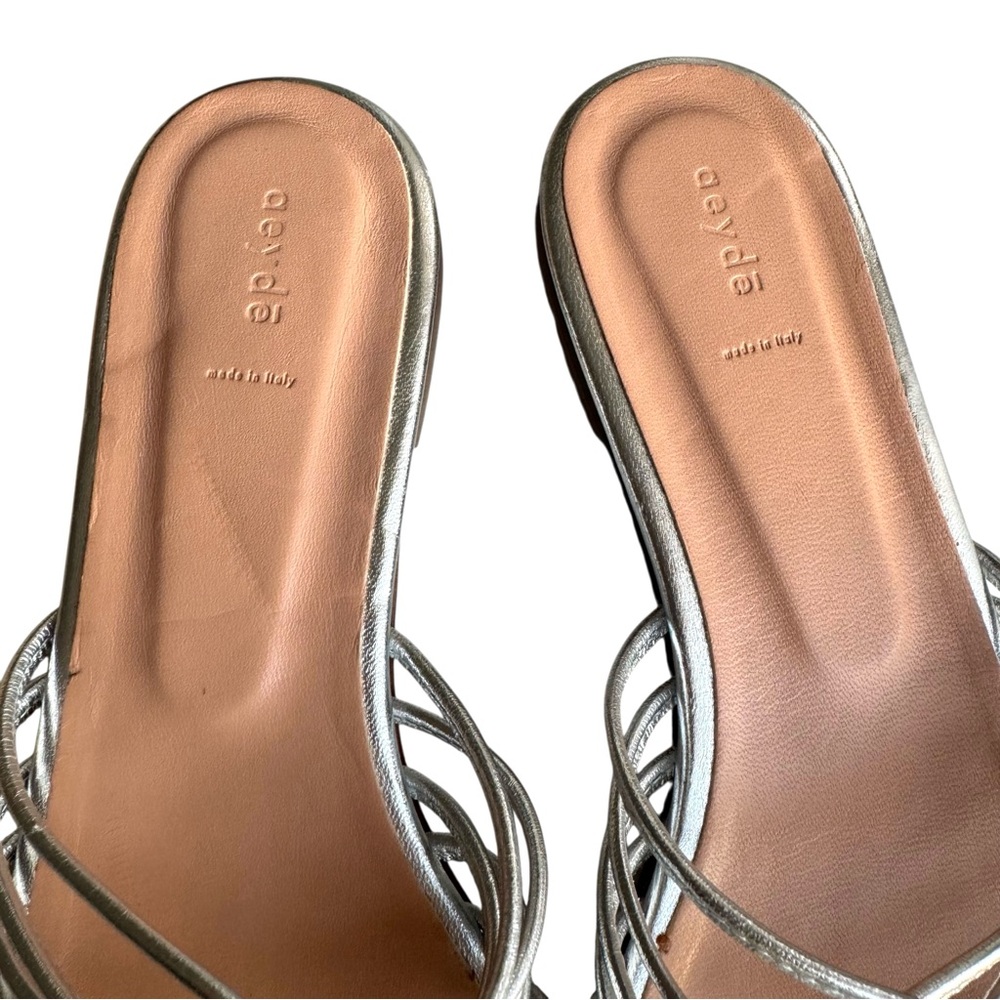 🆕 Aeyde Strappy Sandals Silver Leather - Picture 7 of 11